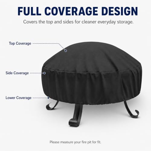 Fire Pit Cover for Cuisinart Petite Tabletop Fire Bowl COH-700P 2022-2026, Outdoor Storage Cover with Adjustable Bottom, Domed Shape, Full Side Coverage for Patio, Backyard and Deck Area - Image 7
