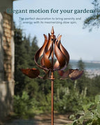 Wind Spinners Outdoor - Large Tulip Metal Wind Spinners with Stake, Garden Windmill Yard Spinner Lawn Decor (24" W x 75" H) - Image 2