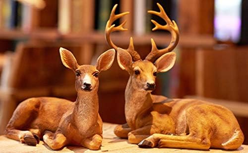 Resin Buck and Doe Statue-Animal Deer Couple Garden Accessories Collectible Figurines Sculpture Home Coffee Shop Decoration Ornaments or Outdoor Yard Lawn Decor Gifts for Birthday Anniversary by TAOBIAN