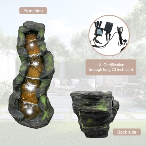 Naturefalls 41.3” Length Outdoor Rock Water Fountain with LED Lights - 5-Tiers Poly-Resin Cascading Waterfall Fountain for Garden, Patio, Yard, Home Decor - Image 7