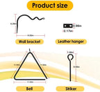 12-inch Triangle Dinner Bell with Hanger & Call Striker Ringer Outdoor Bell Wall Mounted Bell Metal Bell Wrought Iron Country Bell for Home Barn School Church Playground, Corrosion Resistance - Image 6