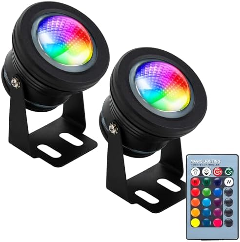 12Vmonster Color Changing RGB IP68 LED Outdoor Spot Light – 12V 10W Waterproof Garden Lighting – Multicolor Landscape Lighting for Yard, Pathway, and Lawn (Pack of 2) by 12vmonster