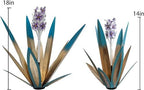 Metal Agave Plant Garden Art, 2 Pack Tequila Rustic Sculpture, Rustic Metal Agave Plants Lawn Home Ornaments, for Yard Stakes, Garden Figurines, Outdoor Patio (2 PCS Purple Flowers) - Image 2