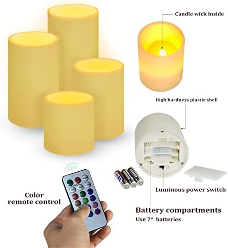 GLENLCWE Halloween Cat Flameless Candles Battery Operated Pillar Wax LED Candles Battery Operated 4Pack Halloween Flickering Candles with Remote and Timer,Color Changing - Image 3