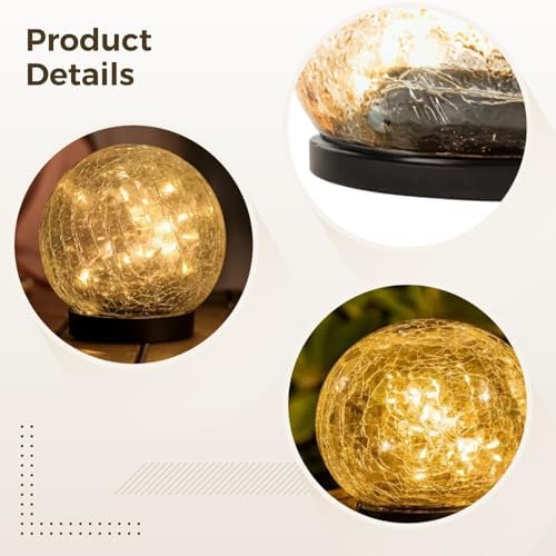 Solar Crackle Glass Garden Lights, Color Changing Orb Design, Outdoor Waterproof Globe Lights, Solar Powered LED Landscape Lighting, Decorative Path Stake Lights for Lawn, Yard, Patio, Villa - Image 2