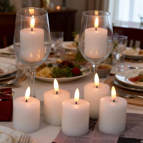 GenSwin Wax Votive Flameless Candles Battery Operated Remote Timer White - Image 3
