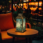 Solar Lantern Stained Glass Window Outdoor Garden Hanging Lantern Waterproof Solar Powered Lighting Outside Table Lamp for Patio Deck Yard Camping Beach House Decor, 1 Pack - Image 7