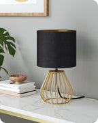Black and Gold Table Lamp,12.6" Small Bedside Lamp with Bulb - Image 2
