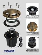 MALORY Low Voltage Landscape Well Lights,（φ126 mm Brass Top Cover 4Pack - Image 5