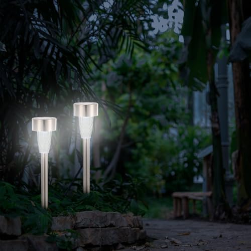 12pcs Solar Powered Path Lights Stainless Steel Waterproof for Yard Garden - Image 5