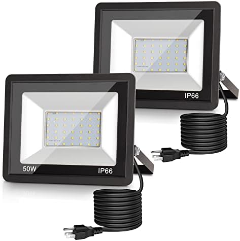 L LOHAS LED Dusk to Dawn Outdoor Lighting Plug in Flood Lights 6000K by LLOHASLED