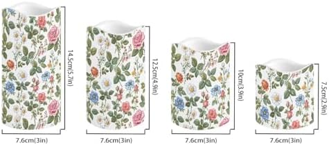 Rose Green Leaves Flameless LED Candles with Remote Timer Electric Fake Candle Color Changing Pillar Candles Battery Operated for Table Centerpiece Home Indoor Wedding Decoration Set of 4 - Image 2