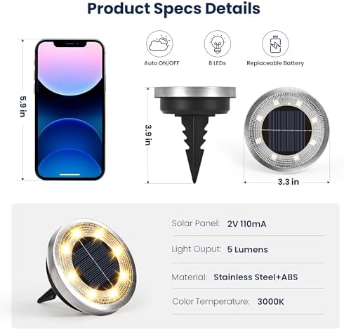 SOLPEX 16 Pack Solar Ground Lights Outdoor, Backyard Decor Warm White - Image 5
