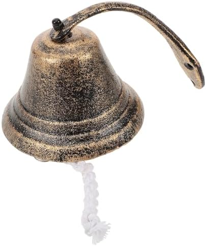 Vintage Cast Iron Doorbell Hanging Ornament, Manually Shaking Garden Bell Decoration for Front Door Entry, Small Retro Metal Dinner Bell for Outdoor Porch and Yard Use by DIYEAH