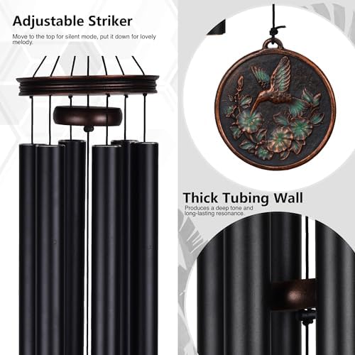 Vanquer Large Wind Chimes for Outside Deep Tone - 46'' Wind Chimes Outdoor Clearance, Windchimes Outdoors, Hummingbird Wind Chime,Sympathy Gift, Patio, Home Décor, Vintage Black (46" Hummingbird) - Image 3