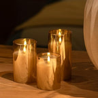 Gold Flameless Candles With Remote LED Battery Operated Pillar Candles Set - Image 4