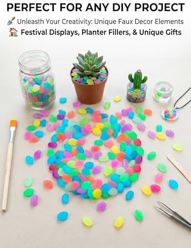 Colorful Glow in the Dark Garden Stones,Luminous Pebbles Glowing Rocks for Outdoor Landscaping,Night Guide Stepping Stones Decor Walkway,Yard,Patio,Lawn,Fish Tank,Aquarium,Planter (#2,1cm 1000pcs) - Image 6