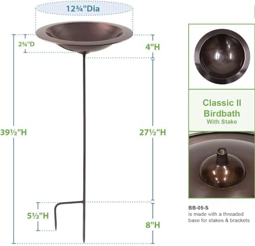 Classic II Birdbath with Stake – Outdoor Garden Bird Bath Bowl for Attracting Birds – Weather-Resistant, Easy Installation, Metal Stake Included - Image 5
