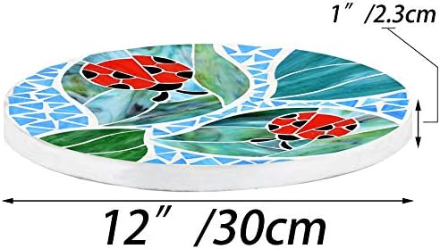 Bieye MSS001 Ladybug Tiffany Style Stained Glass Stepping Stone, 12" Round - Image 4