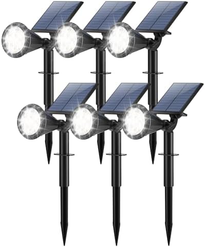 Tadyreal Solar Lights Outdoor Waterproof 180° Adjustable Landscape Spot Lights for Yard 4 Lighting Modes Solar Powered Spotlights for Pathway Garden Outside Wall Pool Porch (6 Pack, Cool White) by TadyrealSolarLights