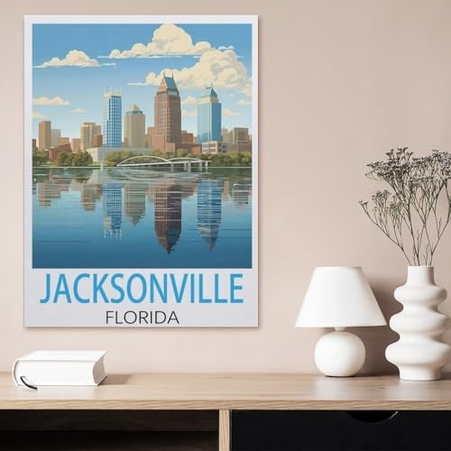 Metal Signs，Jacksonville Florida Vintage Travel Poster，Nostalgic Man Cave Tin Metal Sign Hanging Wall Plaque Kitchen Shed Garage(20x30cm）8x12 inch-AJ20 by Unknown