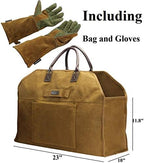 INNO STAGE Waxed Canvas Firewood Log Carrier with Gloves - Image 2