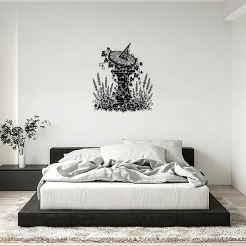 Sundial Garden Metal Wall Art Metal Signs Metal Outdoor Decor WallArt Decor Vintage Rustic Artwork Wall Sculpture Elegant Wall Decoration for Living Room Bedroom Office Stylish Interior Design (Black,20Inch) - Image 5