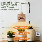 Hanging Grow Lights for Indoor Plants - 35W 4000K Full Spectrum Plant Light, Wall Mounted Grow Light with Wooden Bracket, Timer, 15FT Power Cord, Ideal for Plants, Flowers & Home Decor - Image 3