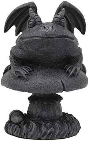 Ebros Gothic Horned Toad Frog Gargoyle with Wings Crouching On Toadstool Mushroom Figurine Mythical Fantasy Decor of Gargoyles Statue 5" Tall for Medieval Renaissance Castles and Cathedrals Fans - Image 4