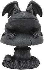 Ebros Gothic Horned Toad Frog Gargoyle with Wings Crouching On Toadstool Mushroom Figurine Mythical Fantasy Decor of Gargoyles Statue 5" Tall for Medieval Renaissance Castles and Cathedrals Fans - Image 4