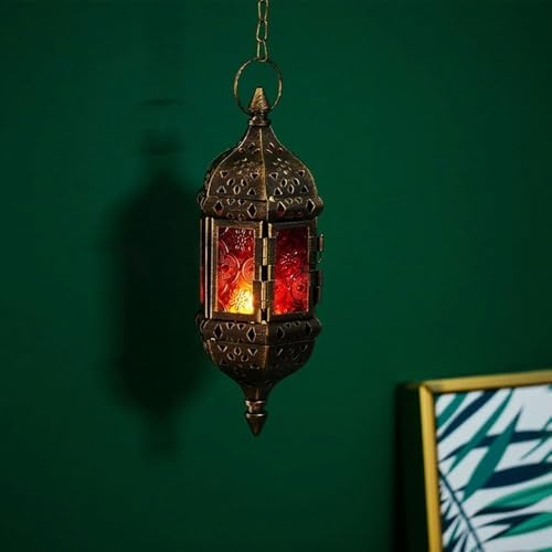 Moroccan Hexagon Lanterns - Hanging Tea Light Holders, 2-Pack - Image 3