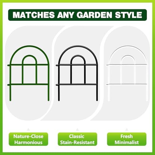 Decorative Garden Fence 32.5ft x 17in - 30 Pack Rustproof Metal No Dig Fence Animal Barrier, Arched Bed Edging Classic Style Wire Border Panel Fencing for Yard Patio Outdoor Decor, Black - Image 2