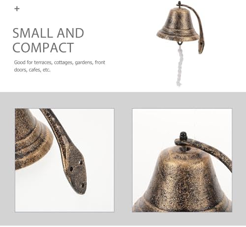 Vintage Cast Iron Doorbell Hanging Ornament, Manually Shaking Garden Bell Decoration for Front Door Entry, Small Retro Metal Dinner Bell for Outdoor Porch and Yard Use - Image 3