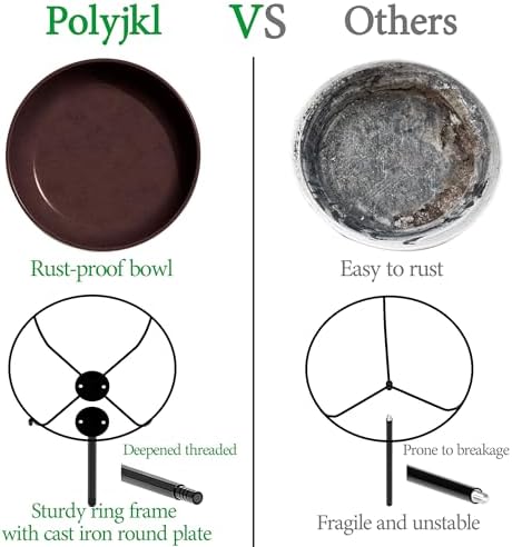 3" Deep Metal Bird Bath for Outdoors 40in Tall, Removable 13" Dia Birdbath Bowl with Stable Stake, Vintage Birdbaths and Bird Feeders for Outside Garden Yard Patio Lawn Decor(Antique Bronze) - Image 4