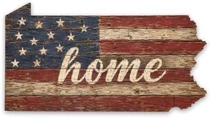 Pennsylvania Home State Shape Sign – Vintage Flag Metal Wall Art by MRC+Wood+Products
