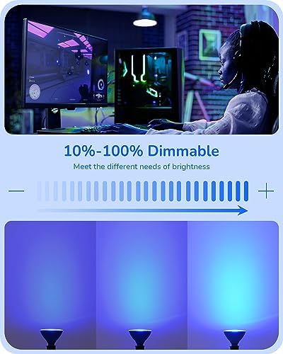 EDISHINE Hallowee PAR38 Blue Flood LED Light Bulbs, Dimmable, 4 Pack - Image 4