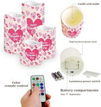 Pink Valentine Flameless Pillar Candles Set of 4 Battery Operated Candles with Remote Control and Timer Color Changing LED Electric Candles for Outdoor Indoor Wedding Party Decor - Image 3