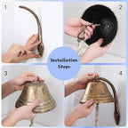 Cast Iron Hanging Dinner Bell with Outdoor Mount for Door Wall(L) - Image 4