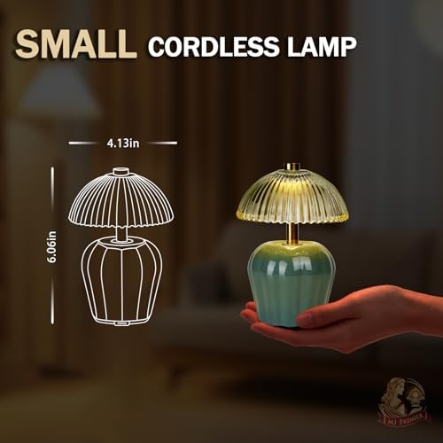 MJ PREMIER Rechargeable Table Lamp, Small Cordless Lamp with Timer, Green - Image 2