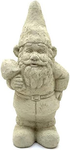 Garden Gnome with Shroom: Solid Durable Stone Statue with Vintage Texture. Sealed for Outdoors. Handcrafted USA. (Classic/White) by Unknown