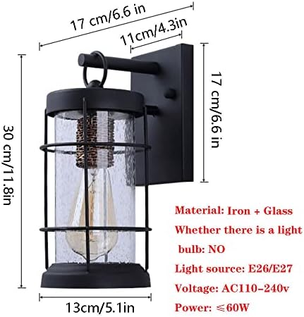 Exterior Wall Light Vintage Rust Kerosene Style Wall Lantern Outdoor Wall Light,Porch Sconces Waterproof Metal Wall Sconce Lighting Wall Lamp for Front Door(Bulb Not Included) - Image 6