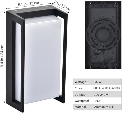 wowlite Outdoor Porch Lights, 3CCT LED Wall Sconces, Matte Black, 2 Pack - Image 7