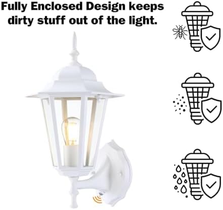 GRUENLICH Outdoor Wall Light Fixture, Antirust Aluminum Glass, White 2 Pack - Image 5