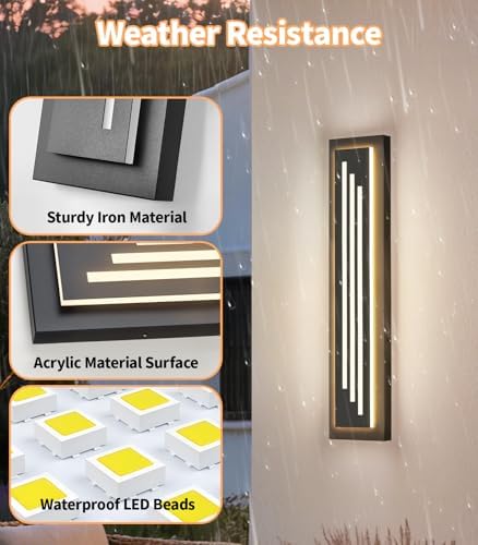 23.6'' LED Outdoor Wall Lights Modern Black Indoor Wall Sconce Lighting - Image 4