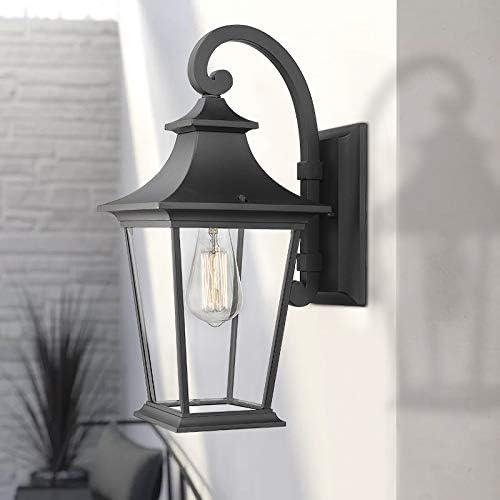 Emliviar Outdoor Wall Lantern, 1-Light Exterior Wall Mount Light with Clear Glass in Black Finish, 18" Height, 500181 - Image 4