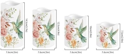 Hummingbird Floral Flickering Flameless Candles with Remote Color Changing Battery Operated Candles with Timer LED Pillar Candles for Valentines Wedding Holiday Party Home Decor Set of 4 - Image 2