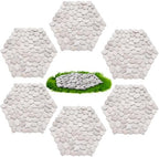 10in River Rock Stepping Stones Set - 6 Pack | Polished Pebble | Long-Lasting PVC Mesh Backing | Perfect for Garden Paths and Lawns Outdoor Landscaping Decoration | White Rhombus - Image 2