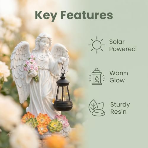 Solar Angel Statue Outdoor Fairy Garden Statues 9.4 inches Solar Garden Decor Garden for Outside Yard Art Patio Balcony Front Lawn Ornaments Gifts for Mom Grandma Women - Image 6