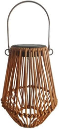 Solar Garden Lantern, Woven Rattan Wicker Outdoor Hanging Light, Chinese Retro Style Decorative Lantern for Balcony, Solar Powered Night Light (Beige (5.3in * 5.3in * 10.2in)) by Unknown