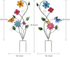 YEAHOME Garden Decor for Outside, 2 Pack 37“ Metal Butterfly Garden Stakes, Spring Wall Decor, Colorful Look & Personalities Flowers Yard Art for Outdoor Lawn Backyard Porch Patio Home Decorations - Image 3